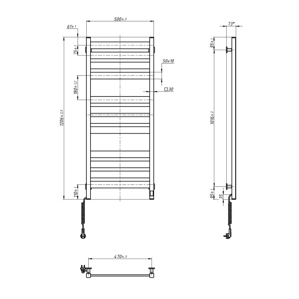 Elektryczny grzejnik łazienkowy Largo 500х1200 Sensor z Wi-Fi lewa, timer, biały welur Elektryczny grzejnik łazienkowy Largo 500х1200 Sensor z Wi-Fi lewa, timer, biały welur