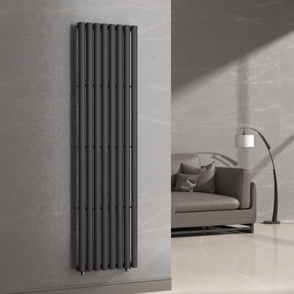 Vertical radiator NAVIN ELLIPSE 480х1800-8, anticor, black moire