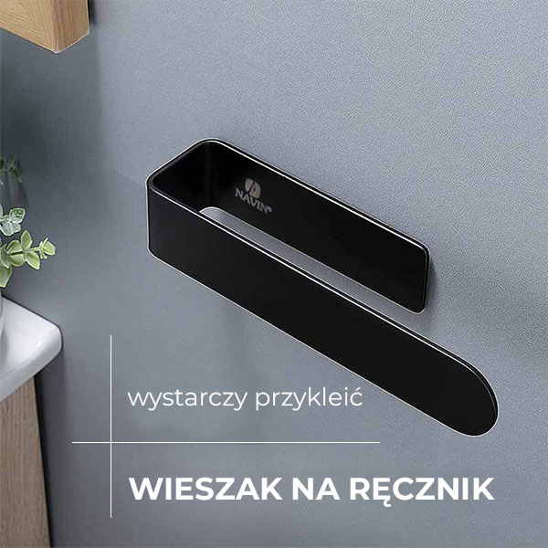 Wieszak na ręczniki NAVIN 230 mm stal nierdzewna, matowy czarny