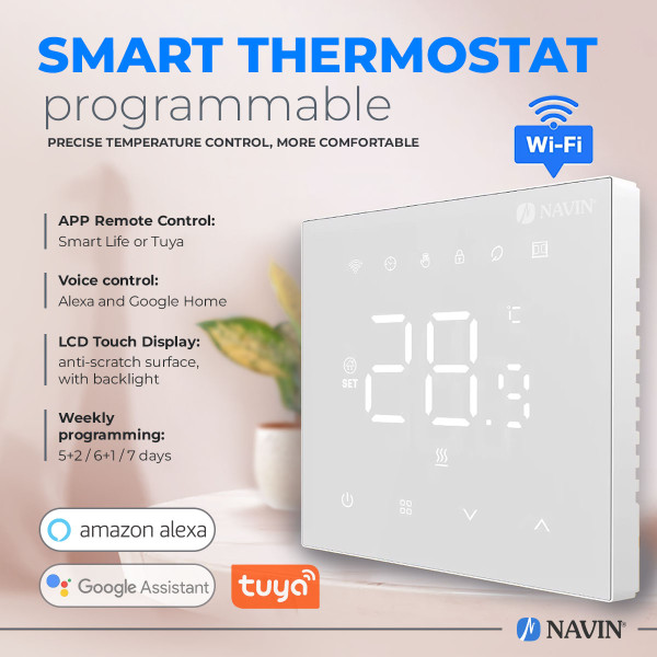 Thermostat NAVIN WT410 W-3A with Wi-Fi for gas boilers, white