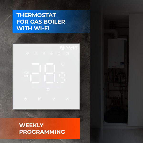 Thermostat NAVIN WT410 W-3A with Wi-Fi for gas boilers, white