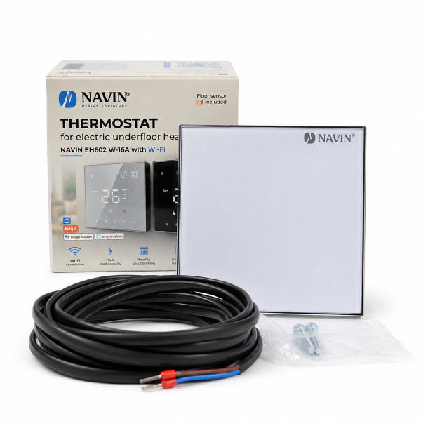 Termostat sterownik z Wi-Fi NAVIN EH602 W-16A do ogrzewania podlogowego, bialy