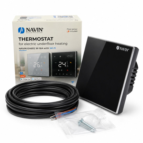 Termostat sterownik z Wi-Fi NAVIN EH602 B-16A do ogrzewania podlogowego, czarny