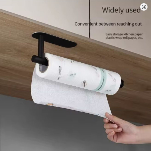 Wieszak na ręczniki PAPIEROWE 336  mm, stal nierdzewna, matowy czarny