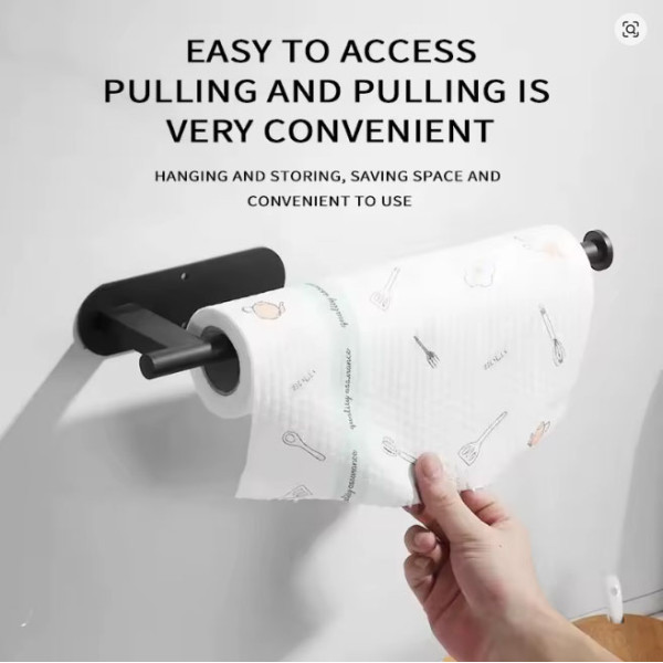 Wieszak na ręczniki PAPIEROWE 336  mm, stal nierdzewna, matowy czarny