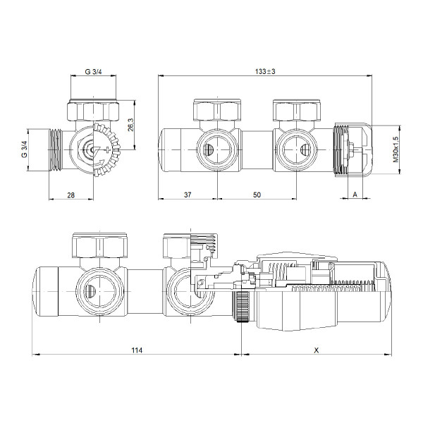 Zestaw VarioTerm TWINS Prestige Bialy Prawy TSGS0206CFK/P