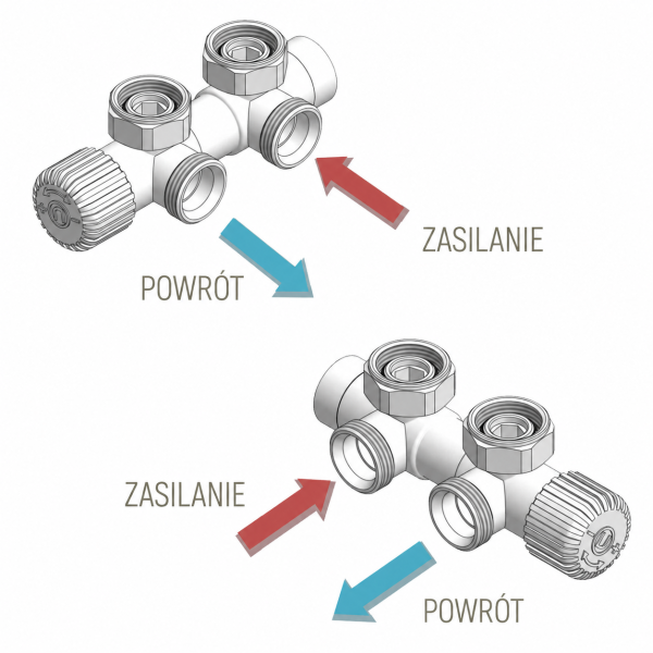 Zestaw termostatyczny Vario Term TWINS 50 mm, kątowy prawy, czarny strukturalny – TSGS0214CFK/P
