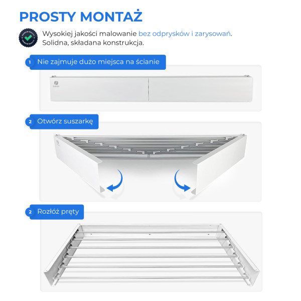 Suszarka ścienna do ubrań NAVIN LinoFlat 100 biała