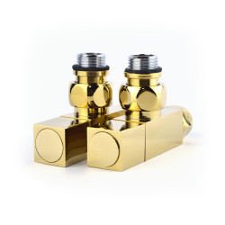 Corner faucet for towel rail Raftec Quadro 1/2x1/2, gold, 2 pcs.