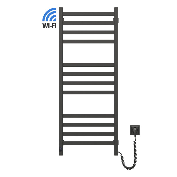 Elektryczny grzejnik łazienkowy CZARNY AVANGARD 480х1200 prawa, Wi-Fi