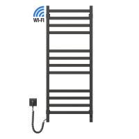 Electric bathroom radiator BLACK AVANGARD 480х1200 left, WiFi
