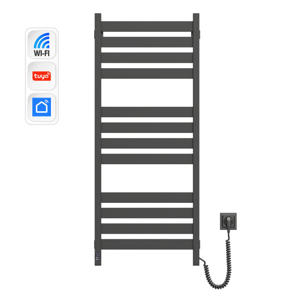 Elektryczny grzejnik łazienkowy Largo 500х1200 Sensor z Wi-Fi prawa, timer, czarna mora