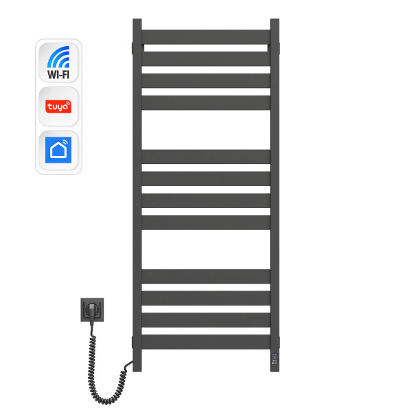 Elektryczny grzejnik łazienkowy Largo 500х1200 Sensor z Wi-Fi lewa, timer, czarna mora