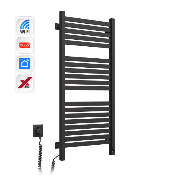 Elektryczny Grzejnik Łazienkowy CZARNY AVANGARD X WiFi 480х1000 lewa