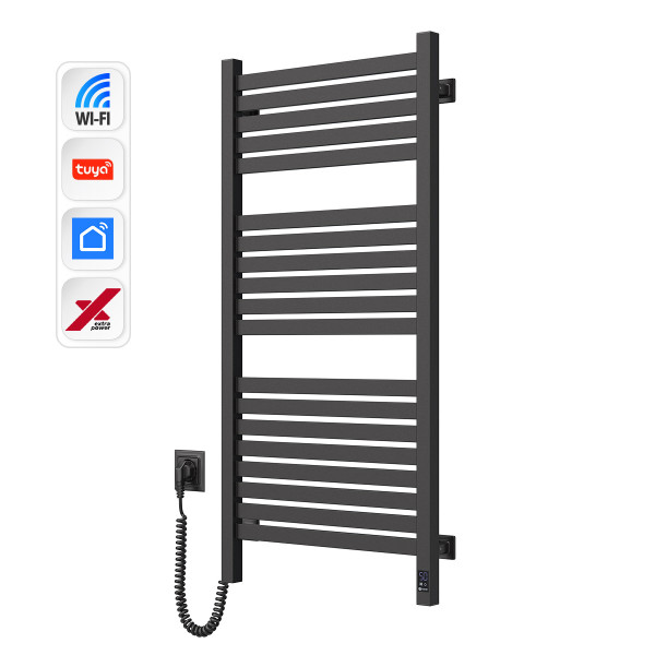 Elektryczny Grzejnik Łazienkowy CZARNY AVANGARD X WiFi 480х1000 lewa