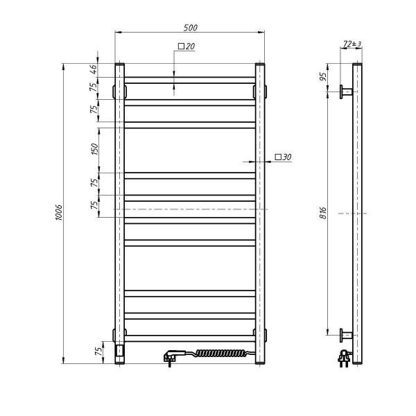 Elektryczny grzejnik łazienkowy Navin Loft 500х1000 Sensor biały prawy timer Elektryczny grzejnik łazienkowy Navin Loft 500х1000 Sensor biały prawy timer