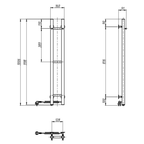 Stainless Steel Electric Towel Rail SILOUETTE 160x1000 right