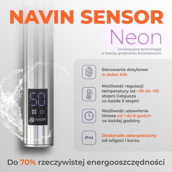 Grzejnik łazienkowy elektryczny Navin Blues 480х800 Sensor prawa, timer