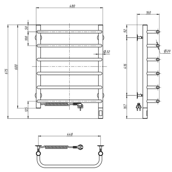 Grzejnik łazienkowy elektryczny Navin Symphonia 480х600 lewy sensor z timerem