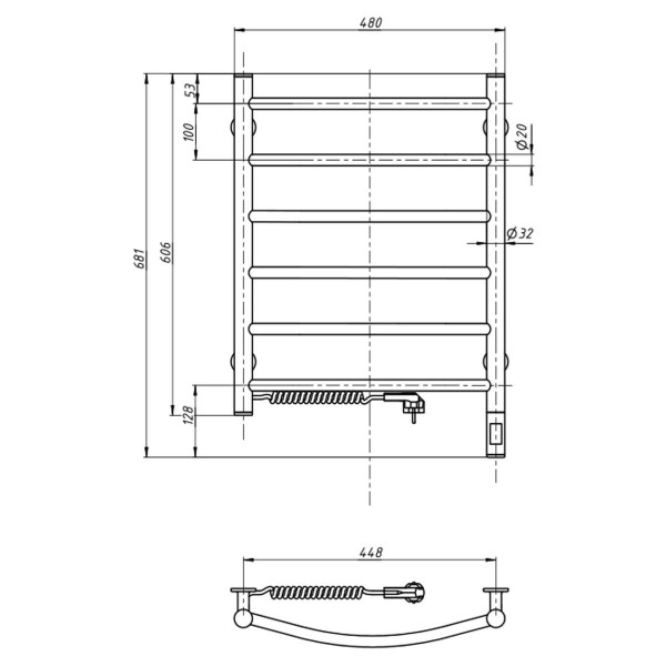 Electric Towel Rail WHITE CAMELLIA Sensor 480х600 left