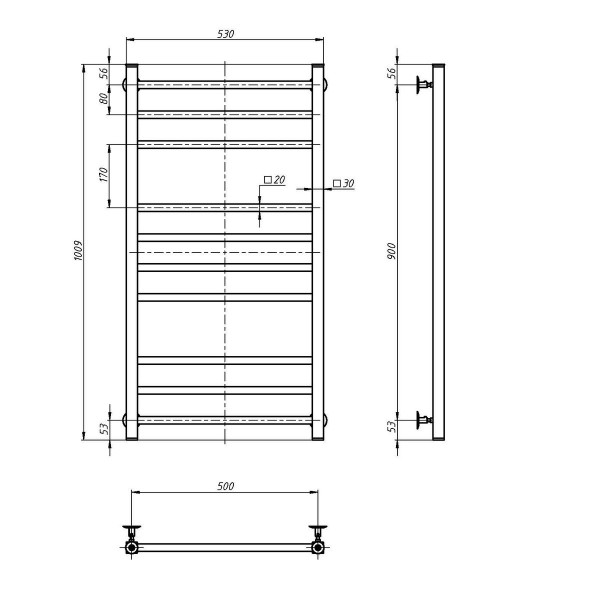 Bathroom Water Radiator STAINLESS NAVIN LOFT 500х1000