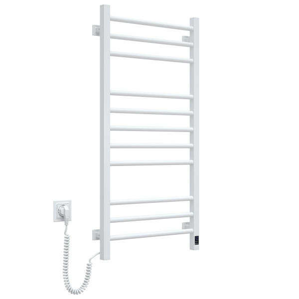 Electric Towel Rail WHITE CLASSIC QUADRO Sensor 500x1000 left