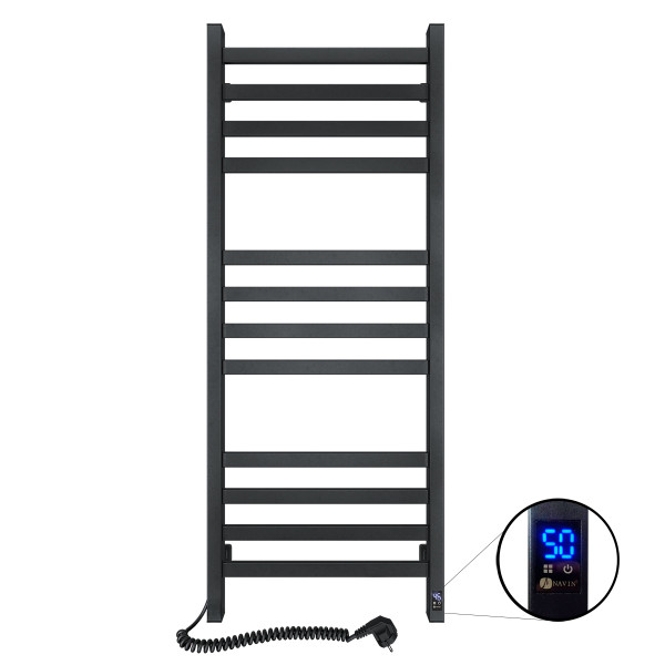 Electric Towel Rail BLACK AVANGARD Sensor 480х1200 left