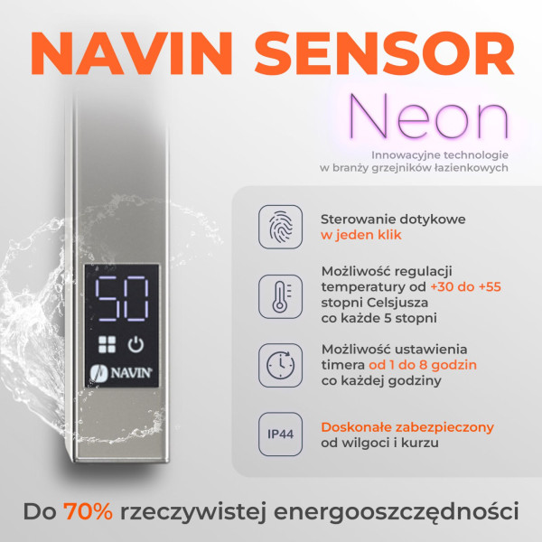 Grzejnik łazienkowy Navin Loft 500x1200 Sensor prawy, timer