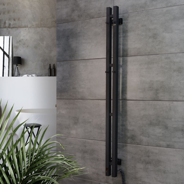 Electric Towel Rail BLACK NAVIN SILOUETTE QUADRO 90х1200 Sensor right