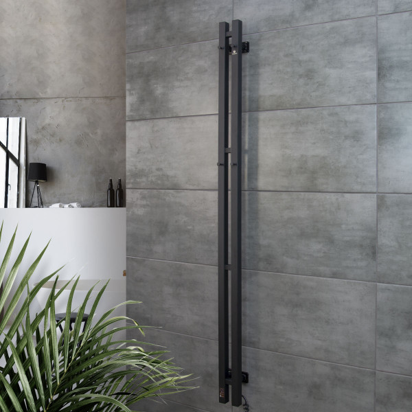 Electric Towel Rail BLACK NAVIN SILOUETTE QUADRO 90х1500 Sensor right