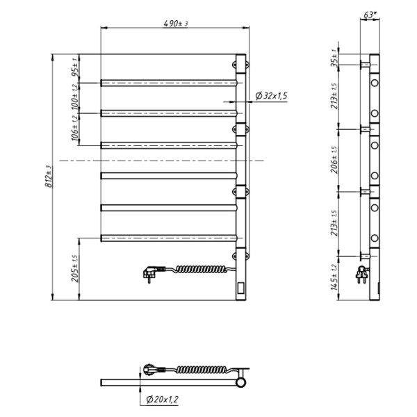 Elektryczny Grzejnik Łazienkowy NIERDZEWNY Arabesque 480x800 Sensor 