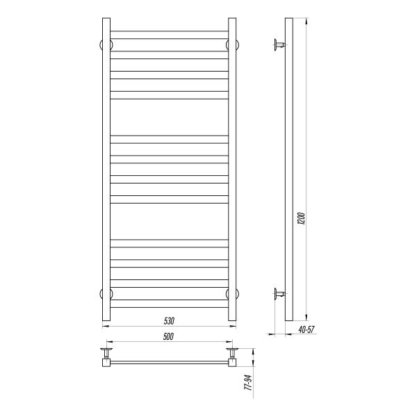 Stainless Steel Heated Towel Rail AVANGARD 500х1200