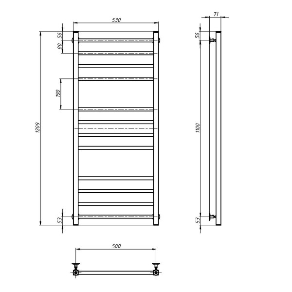 Stainless Steel Heated Towel Rail NAVIN LOFT 500x1200