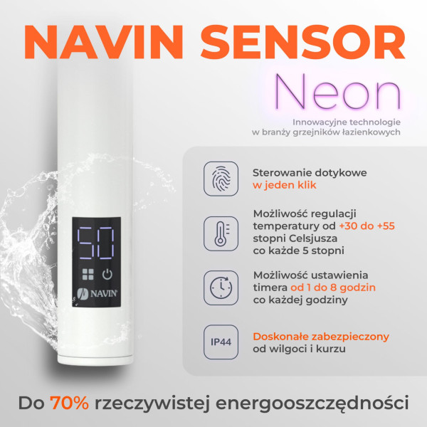 Grzejnik łazienkowy Navin Camellia 480х1000 Sensor, prawy, timer, biały